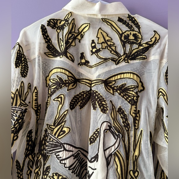 Tory Burch Brigitte Wheat Print Roll Tab Shirt - Picture 12 of 16